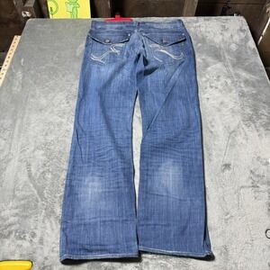 Rock Republic Rebellion‎ Jeans Mens 33x30 Blue Relaxed Straight Flap Pockets Y2K